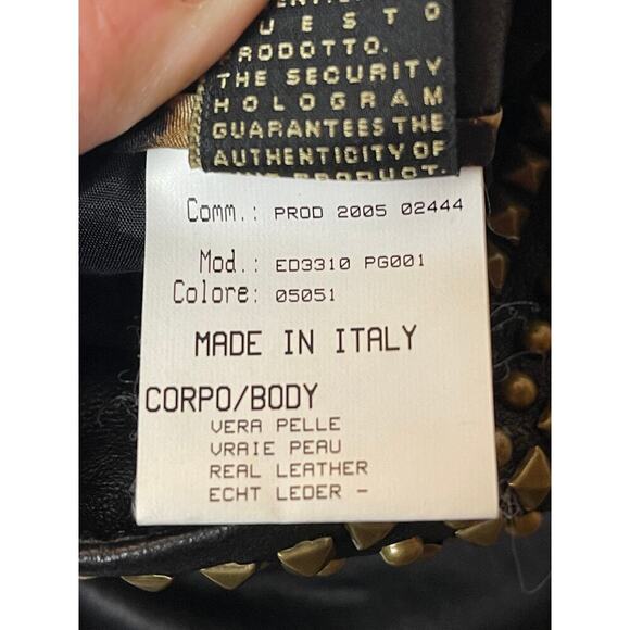 Roberto Cavalli Brown Leather With Gold Studs Straight Skirt Women's Size 42/6 - Picture 5 of 6